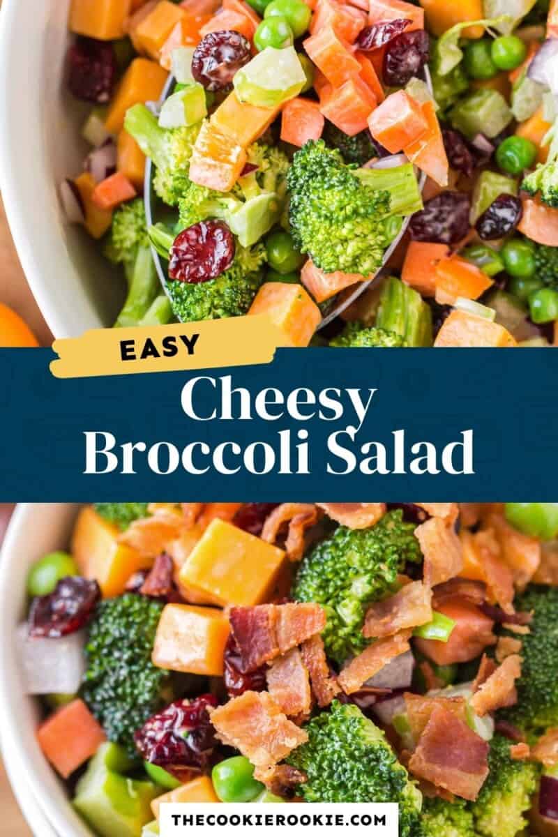 cheesy broccoli salad pinterest collage