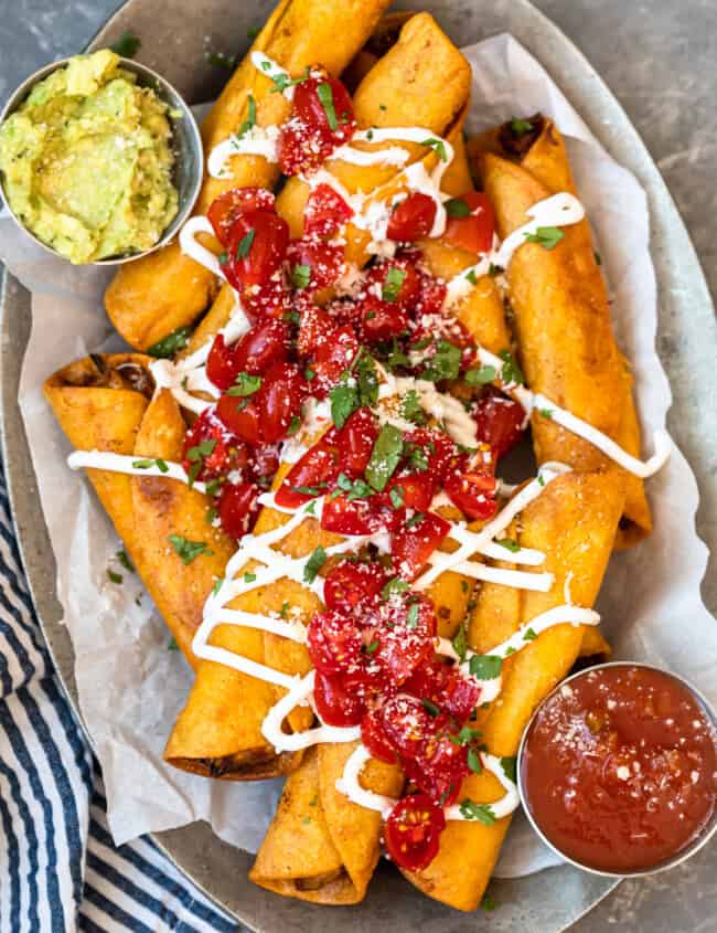 chicken taquitos on platter