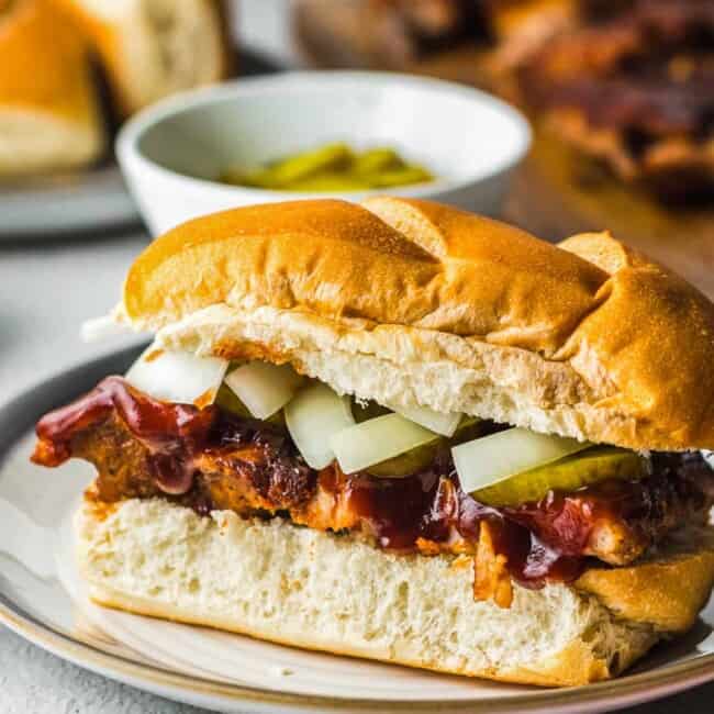 copycat mcdonalds mcrib sandwich on a plate