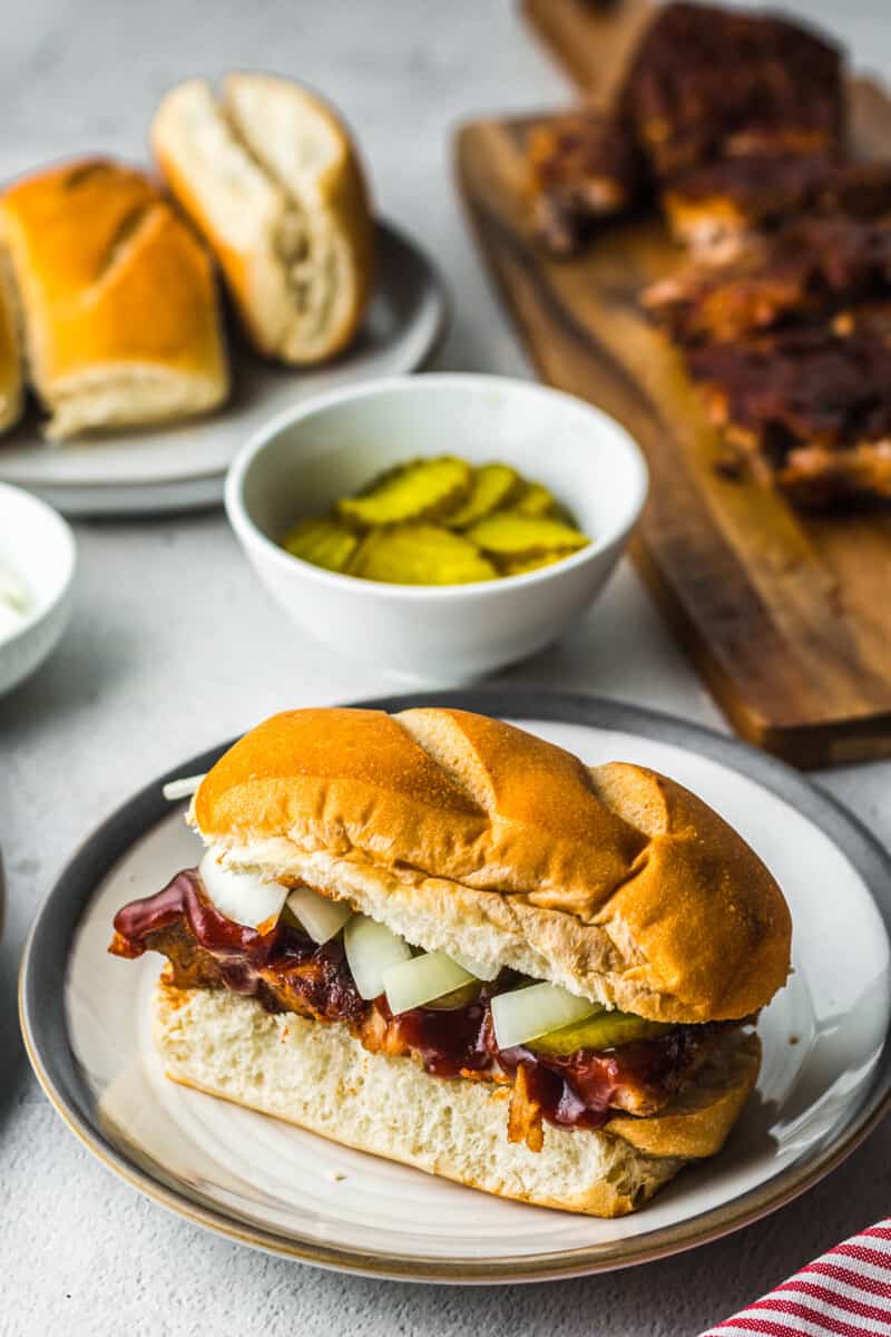 copycat mcdonalds mcrib sandwich on a plate