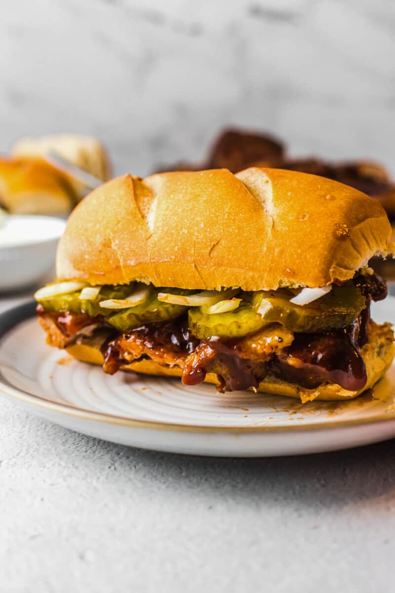 copycat mcdonalds mcrib sandwich on a plate