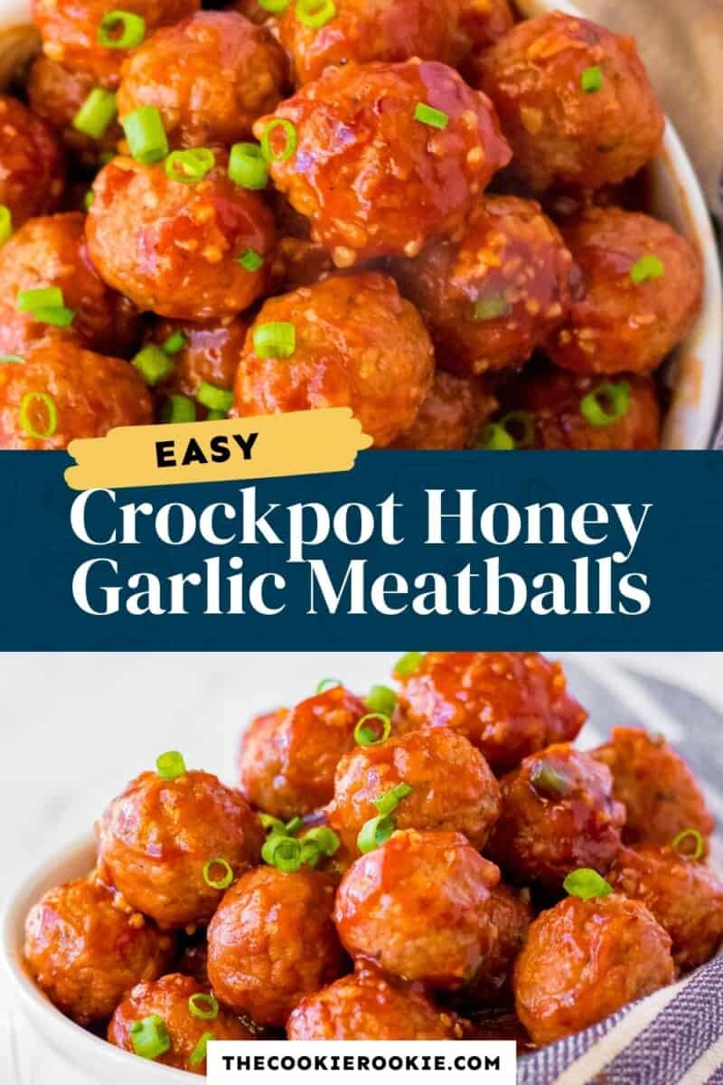 crockpot honey garlic meatballs pinterest collage