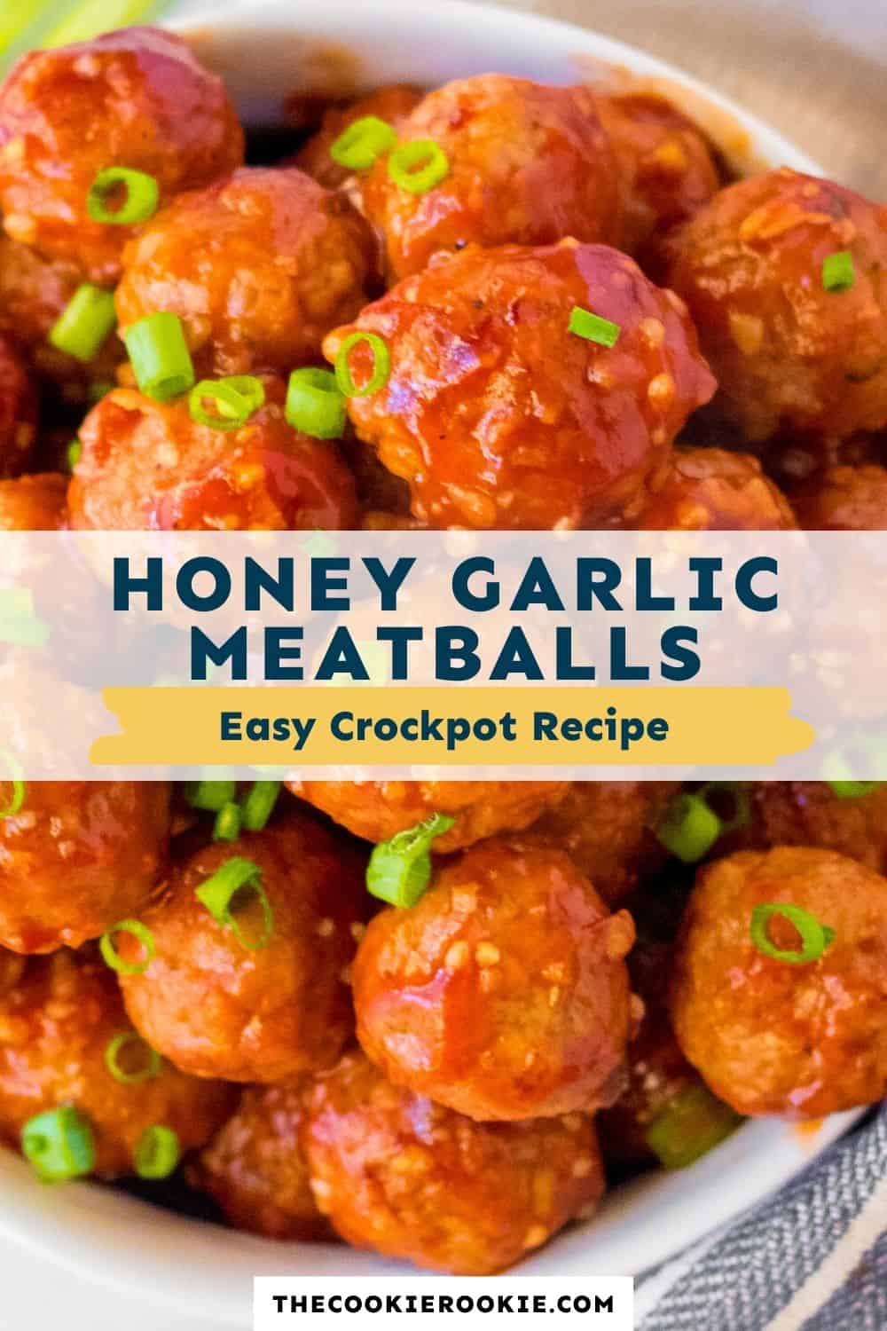 Crockpot Honey Garlic Meatballs Recipe - The Cookie Rookie®