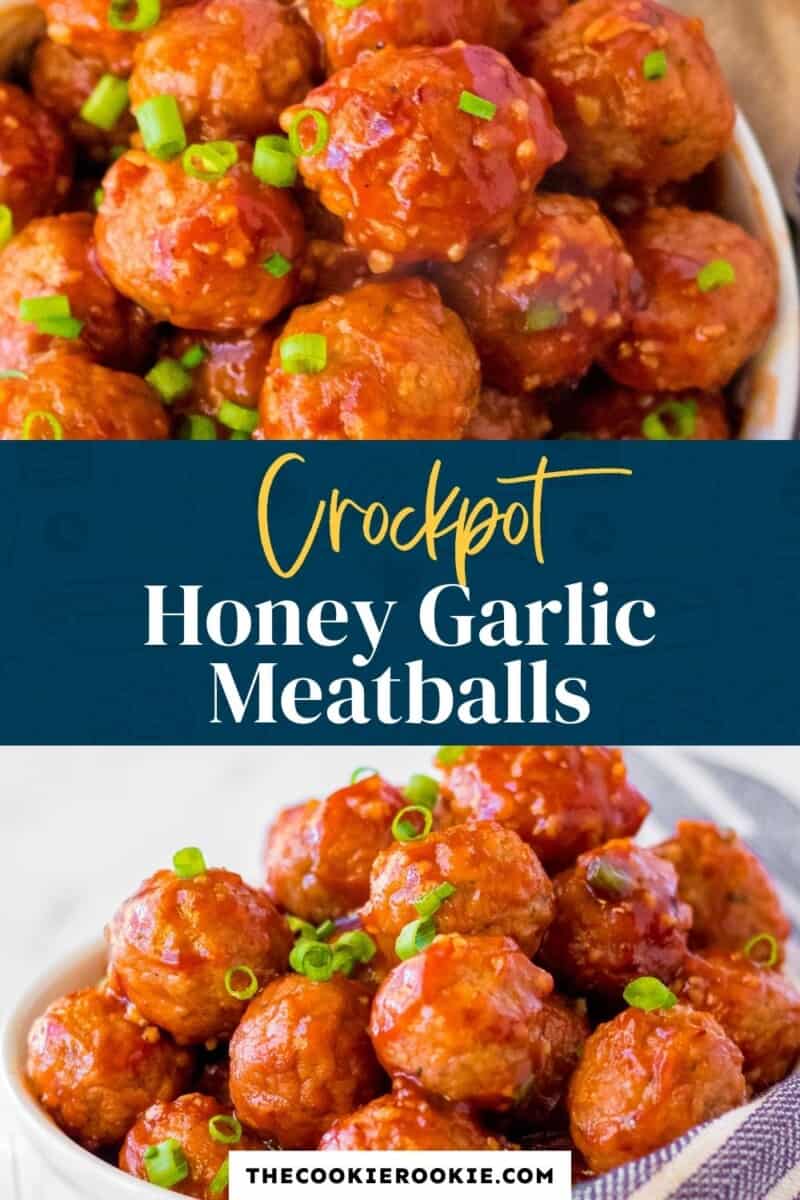 crockpot honey garlic meatballs pinterest collage