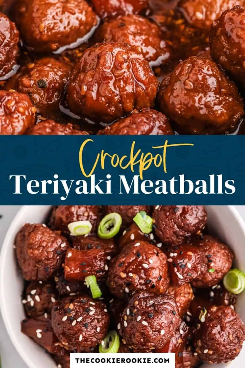 crockpot teriyaki meatballs pinterest collage