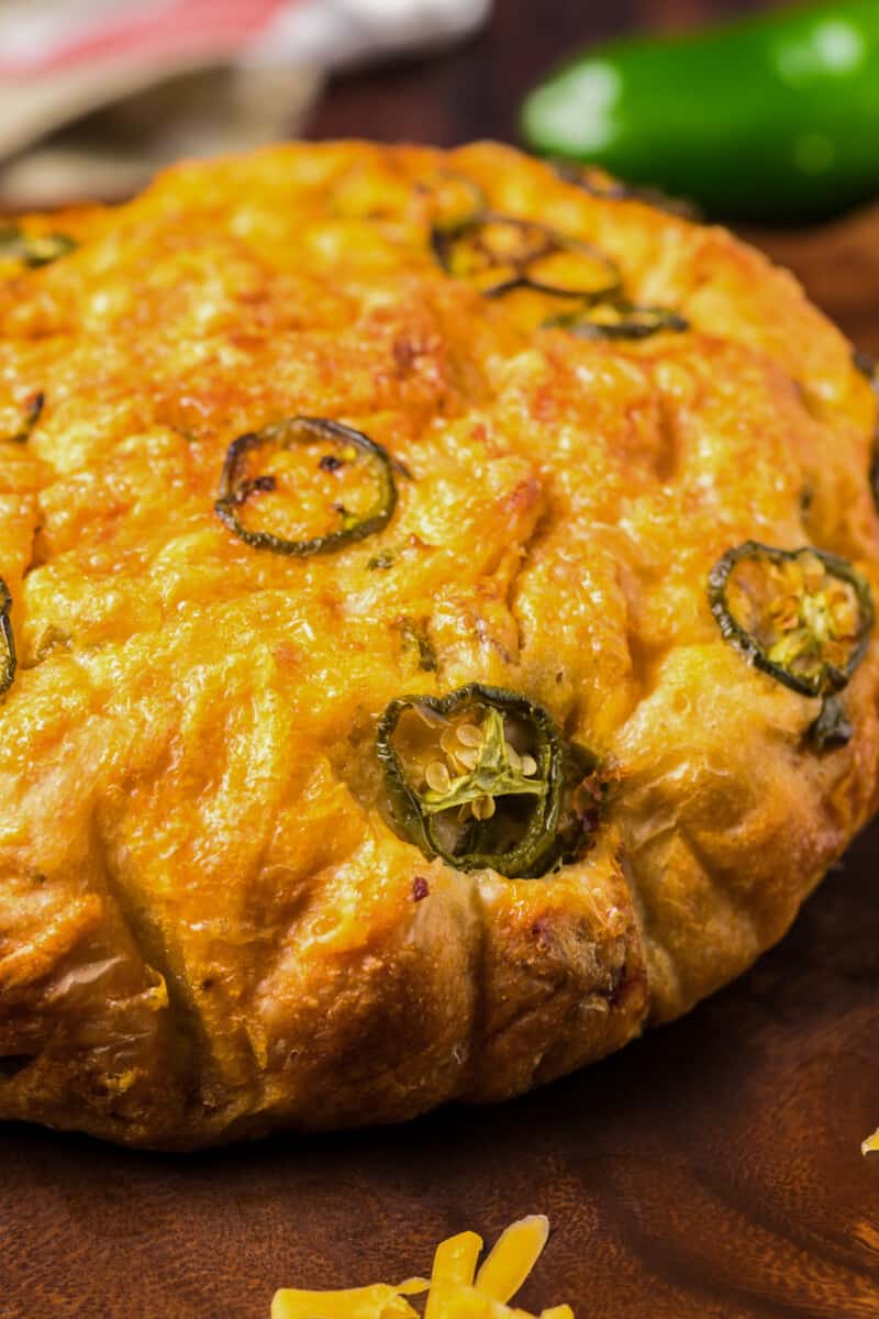 up close dutch oven jalapeno bread