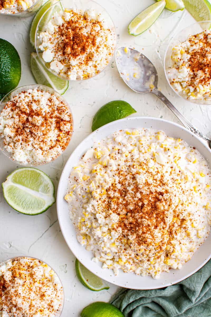 esquites in bowls and cups