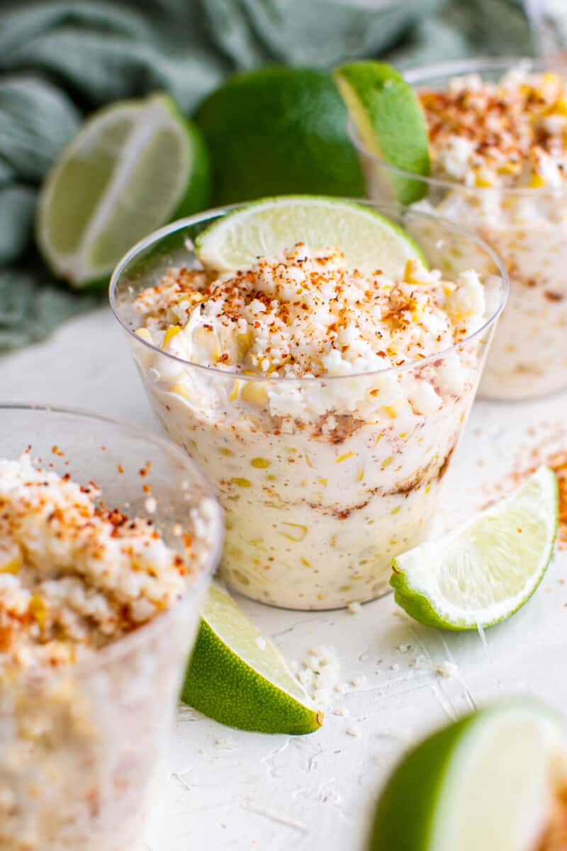 esquites in clear cups