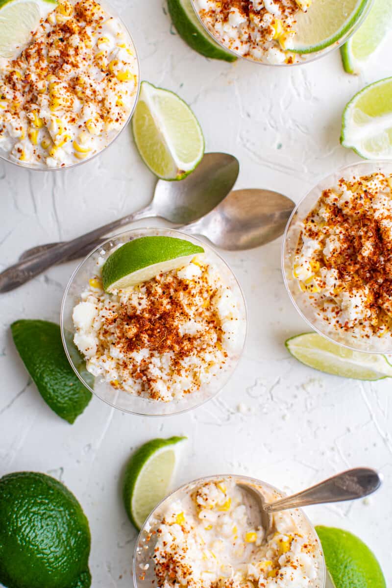overhead mexican corn salad with lime