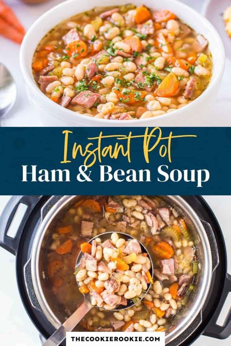 instant pot ham and bean soup pinterest collage