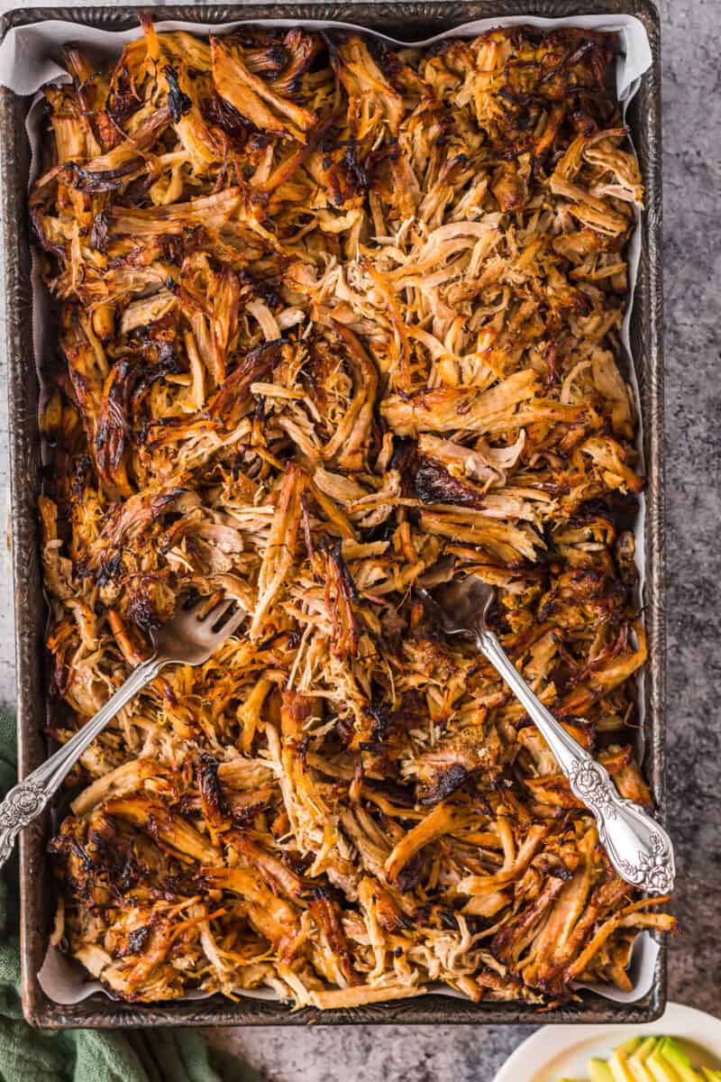 instant pot crispy pork carnitas on platter