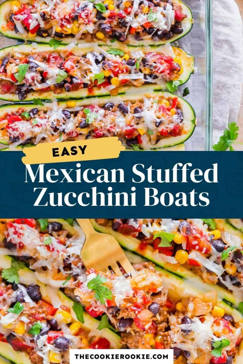 mexican stuffed zucchini boats pinterest collage