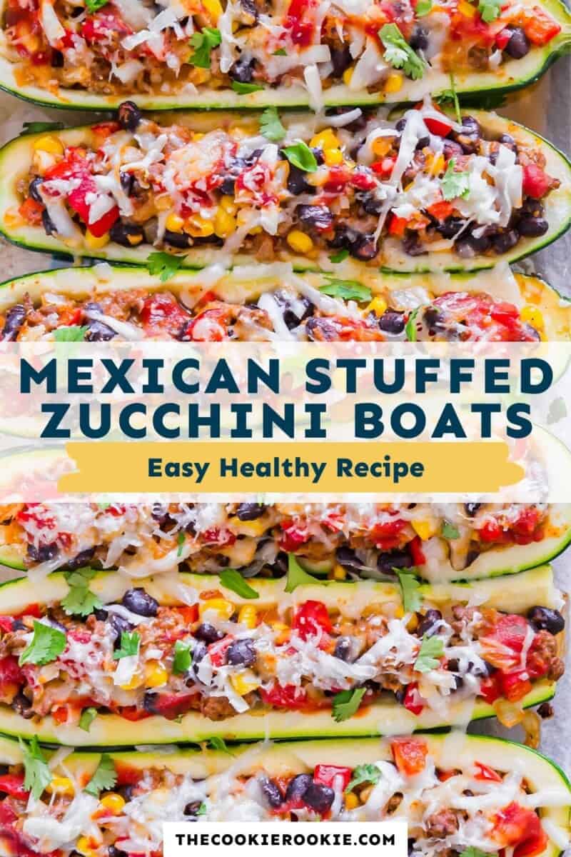 mexican stuffed zucchini boats pinterest collage