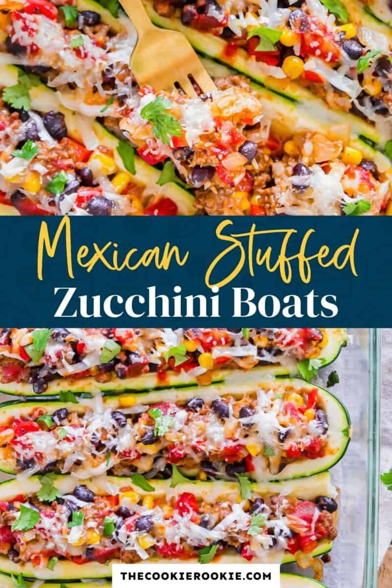 mexican stuffed zucchini boats pinterest collage