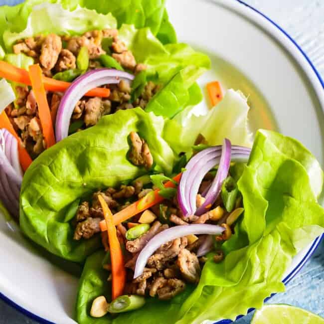 healthy turkey lettuce wraps on plate