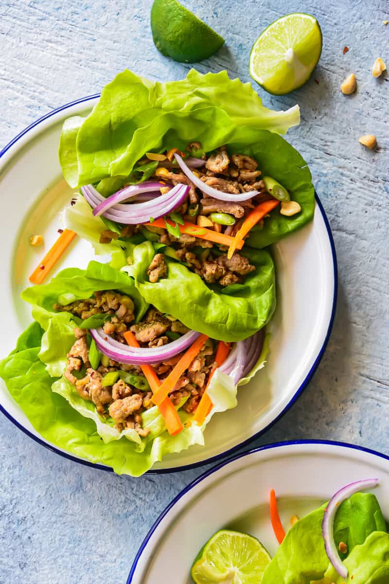 healthy turkey lettuce wraps on plate