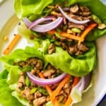 overhead image of turkey lettuce wraps