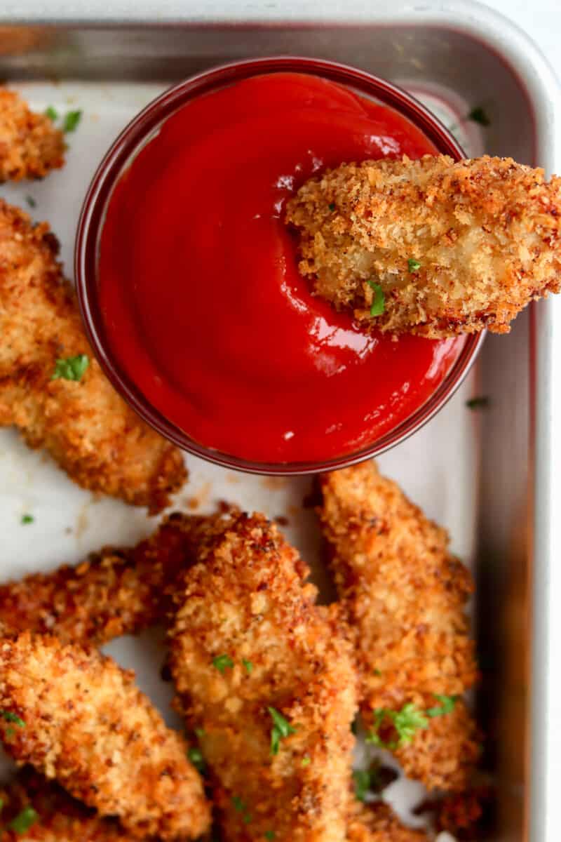 air fryer chicken tenders dipped ketchup