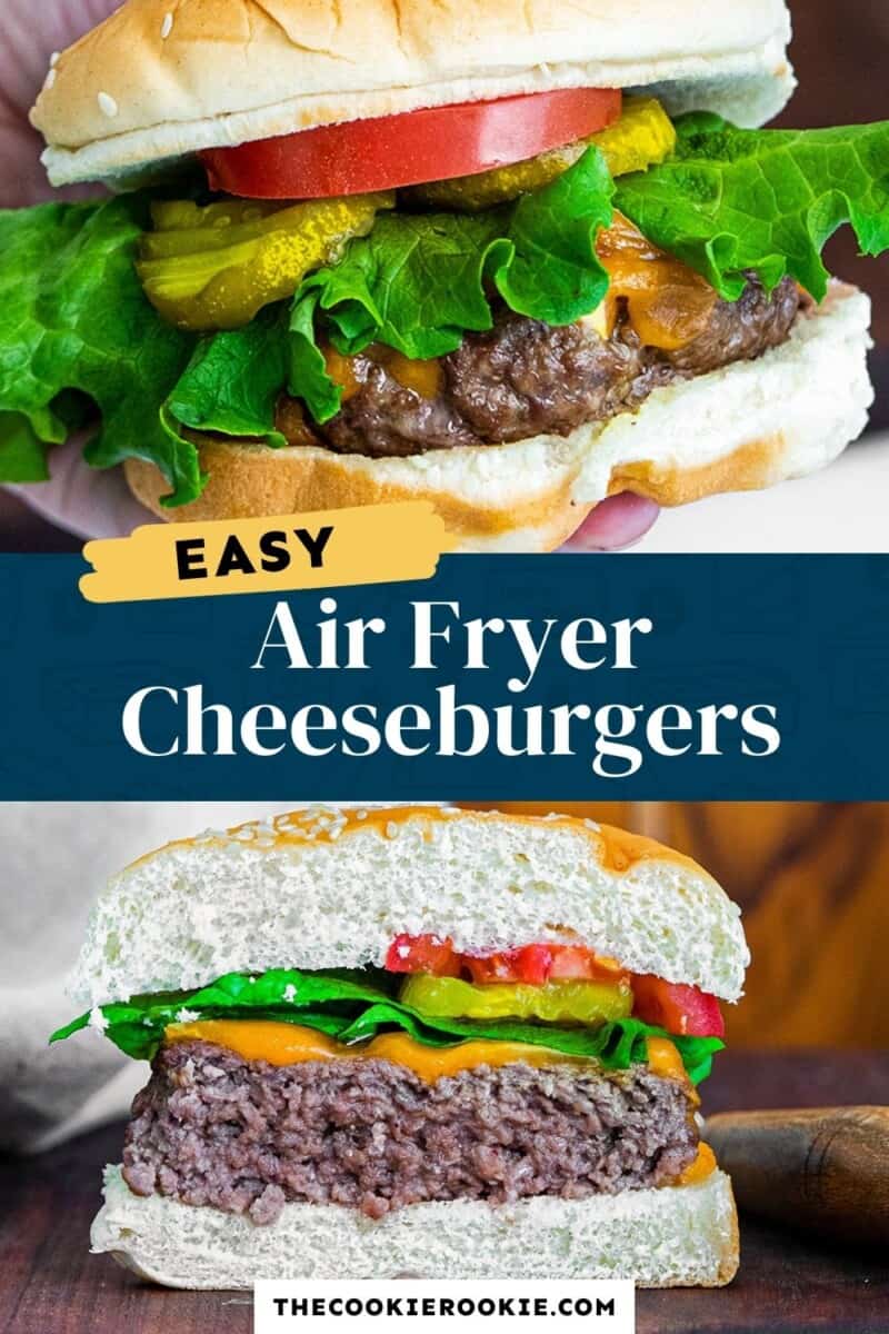 air fryer cheeseburgers pinterest collage
