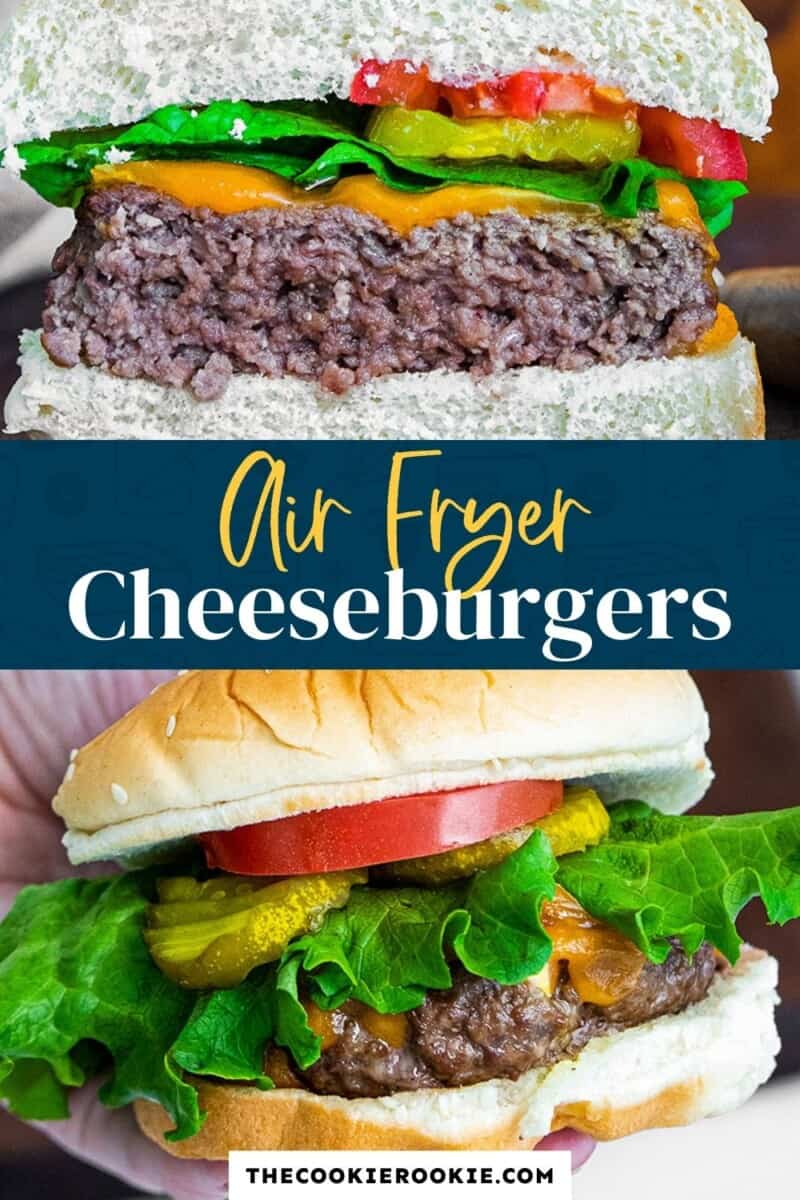 air fryer cheeseburgers pinterest collage