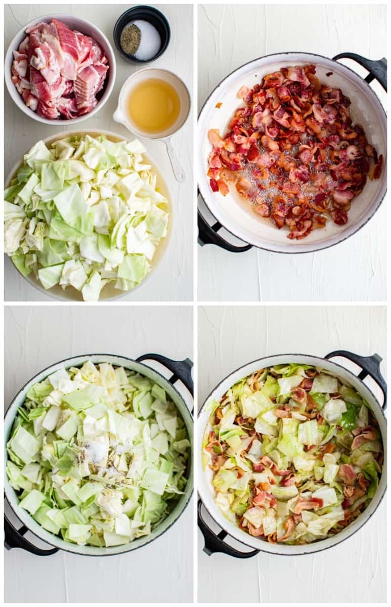 how to make fried cabbage and bacon step by step photo instructions 