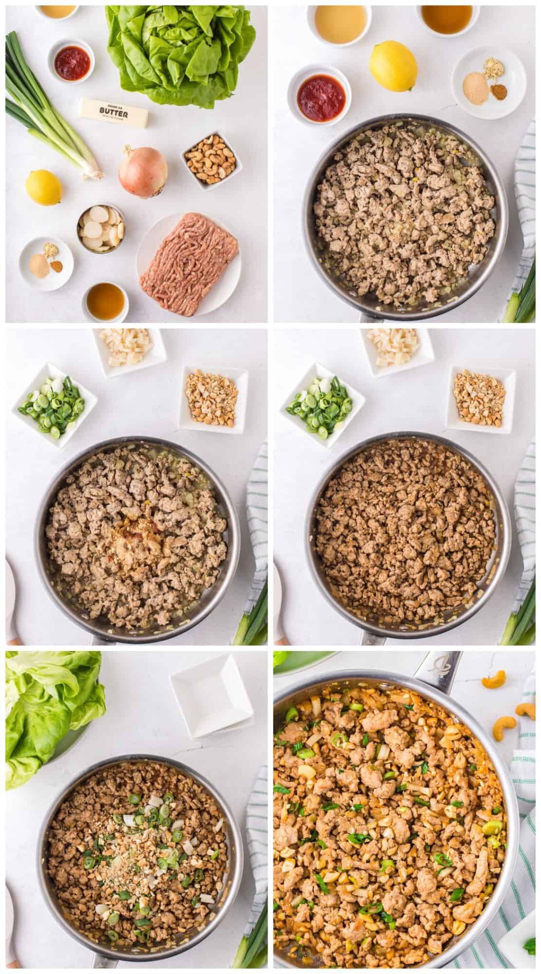 step by step photos for how to make chicken lettuce wraps