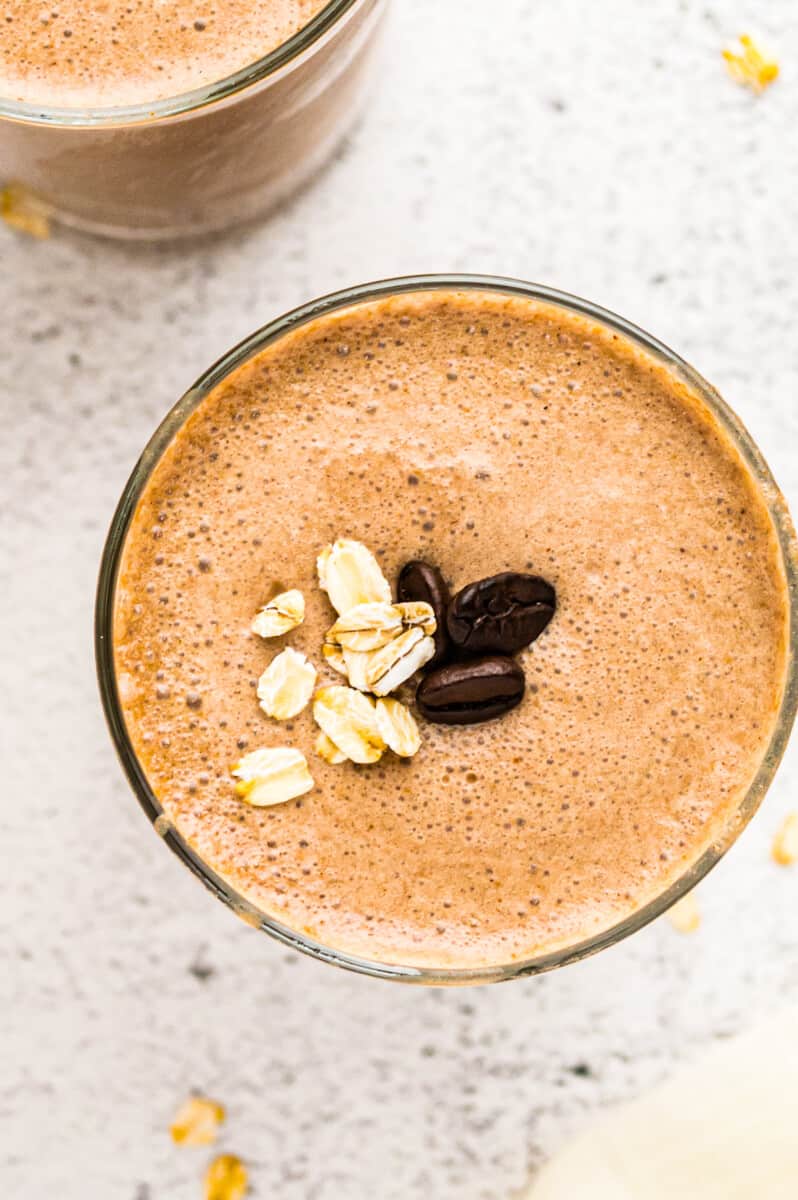 overhead up close coffee smoothie