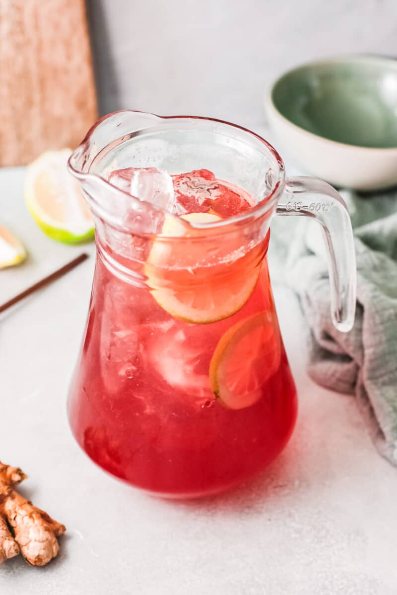 pitcher of cranberry margaritas
