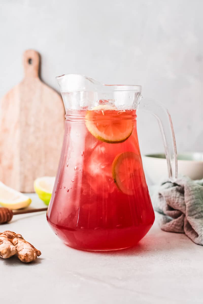 pitcher of cranberry margaritas