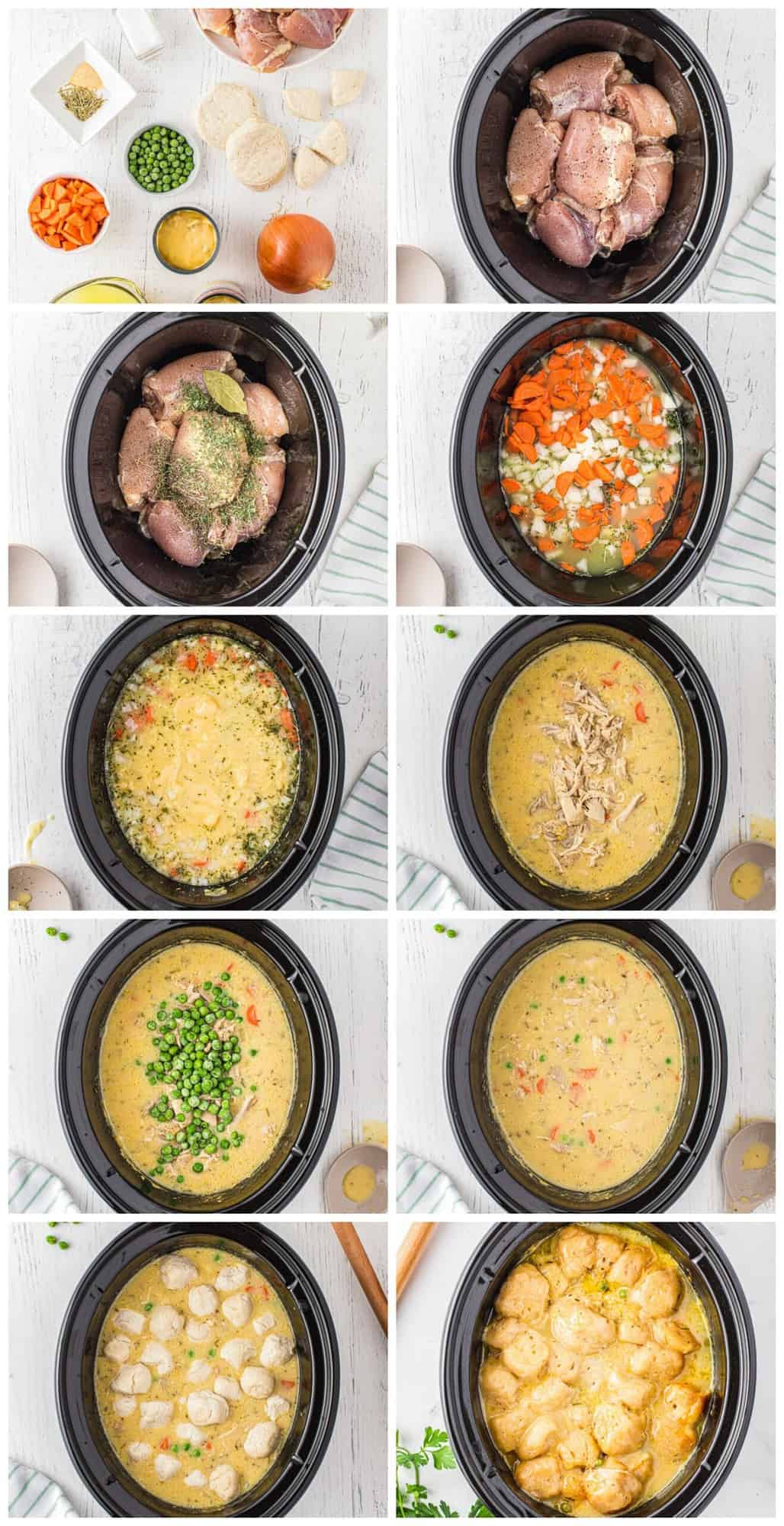 step by step photos of how to make crockpot chicken and dumplings