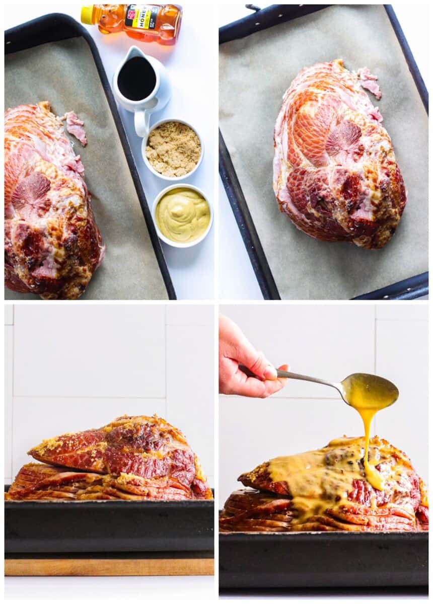 step by step photos for how to make honey mustard maple glazed ham