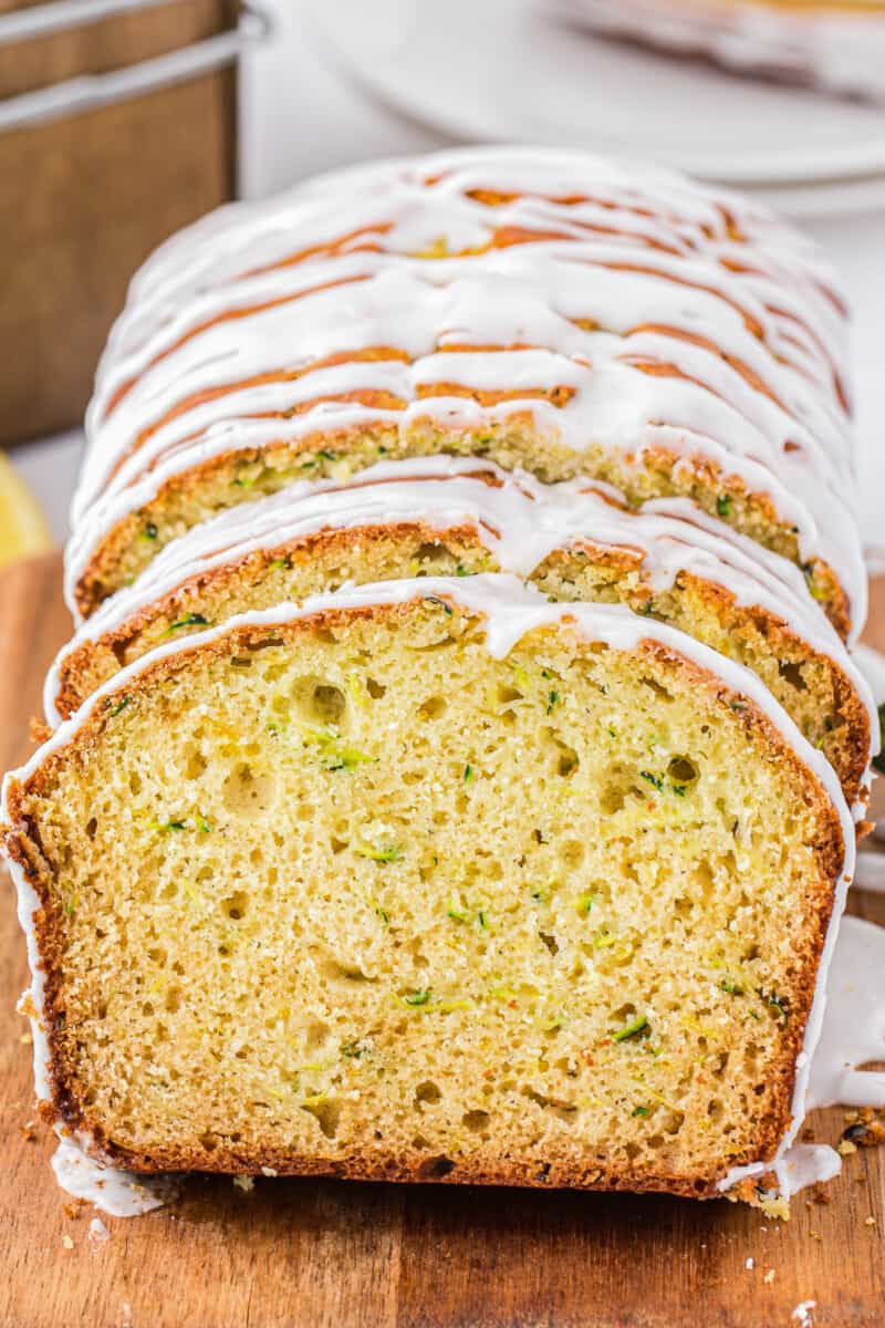 up close image of lemon zucchini bread slices