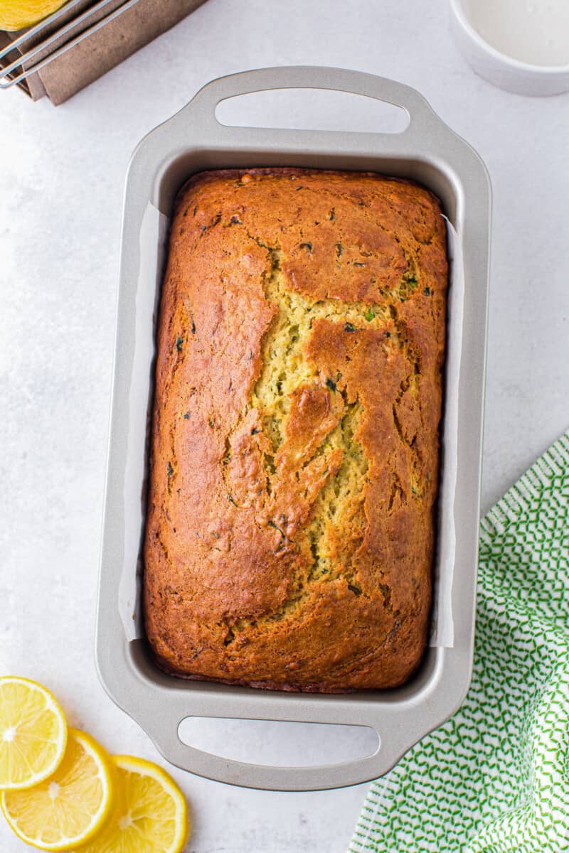 lemon zucchini bread in pan