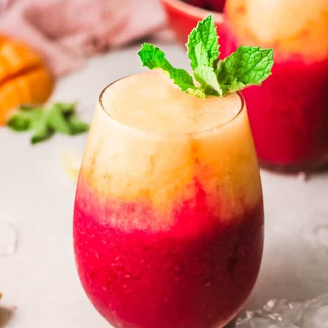 raspberry mango daiquiri in clear glass