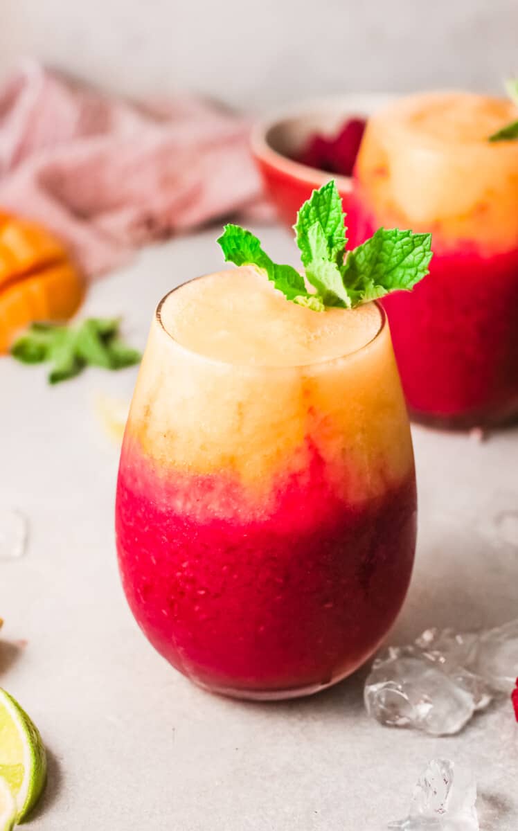 raspberry mango daiquiri in clear glass