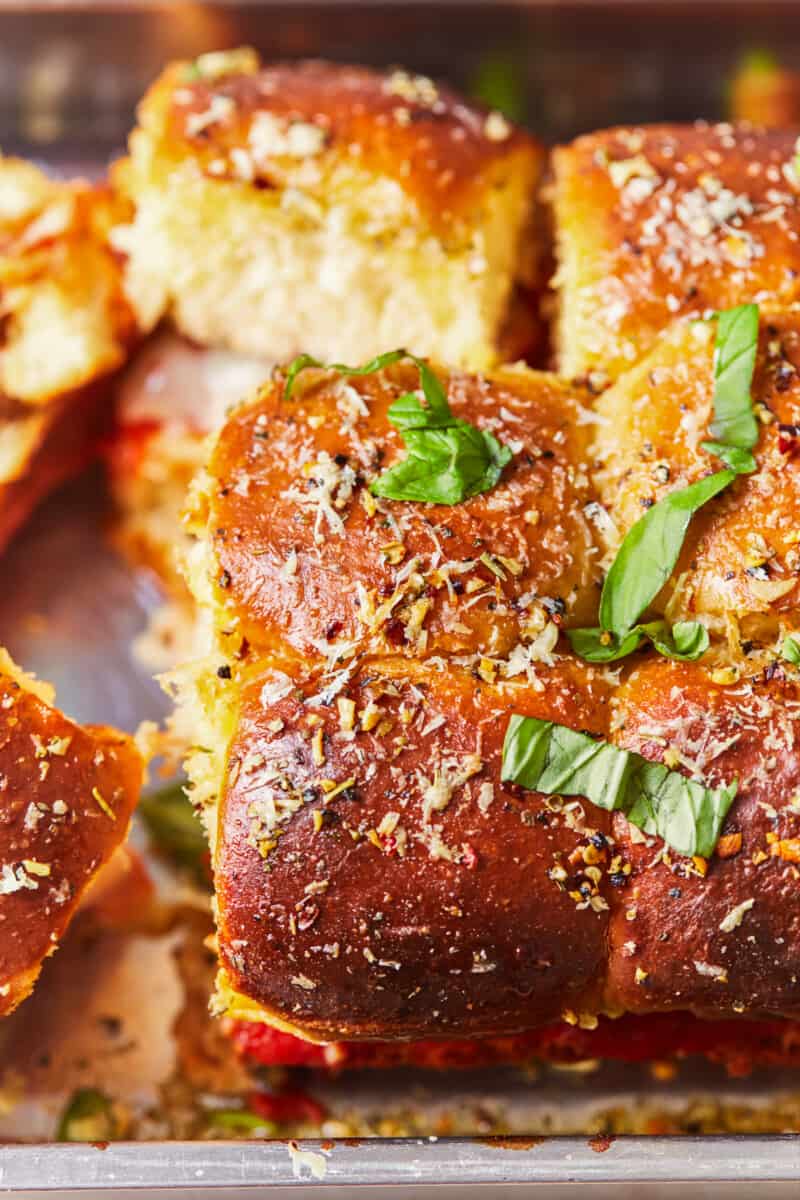 baked meatball sliders on sheet pan