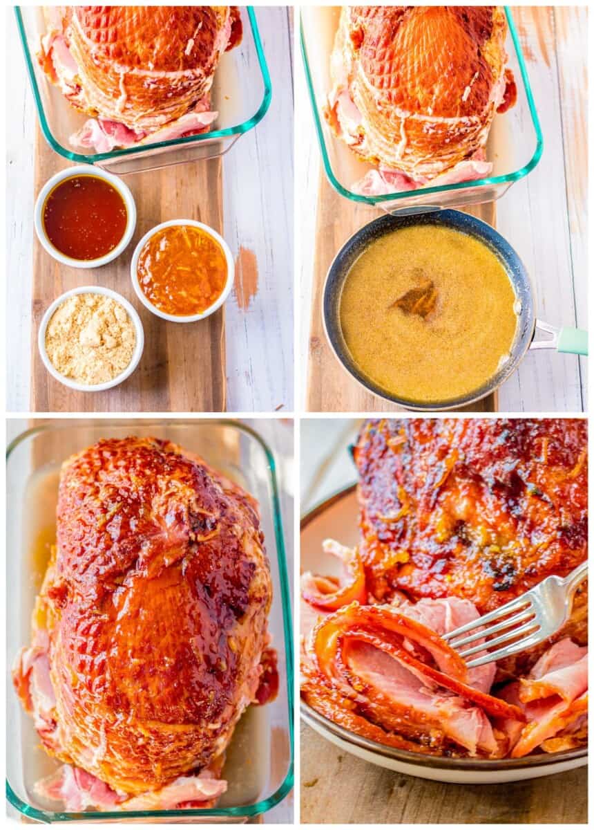 step by step photos for how to make orange glazed ham