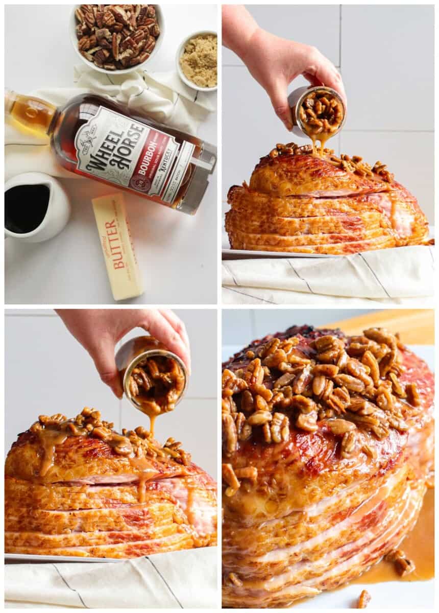 step by step photos for pecan bourbon glazed ham
