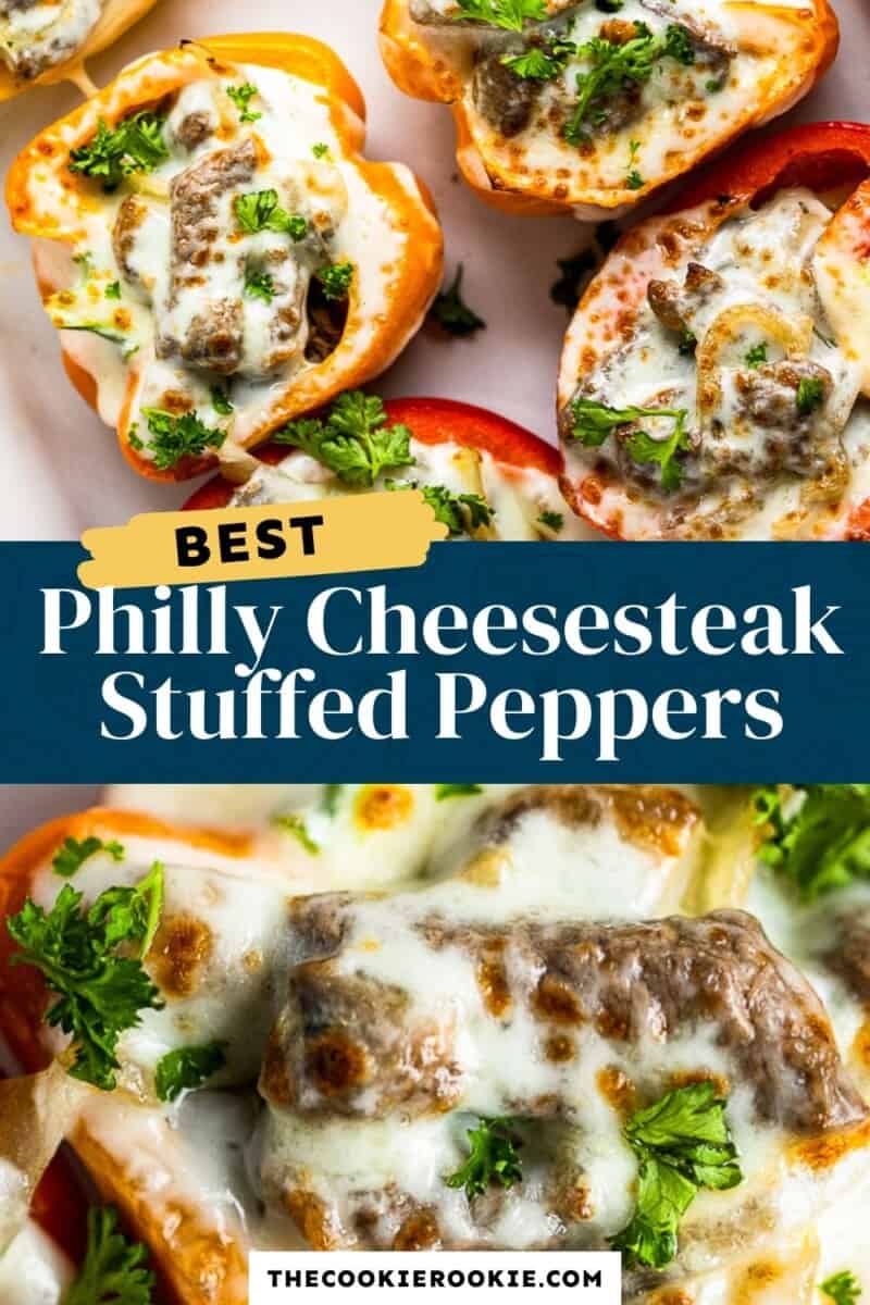 philly cheesesteak stuffed peppers pinterest collage