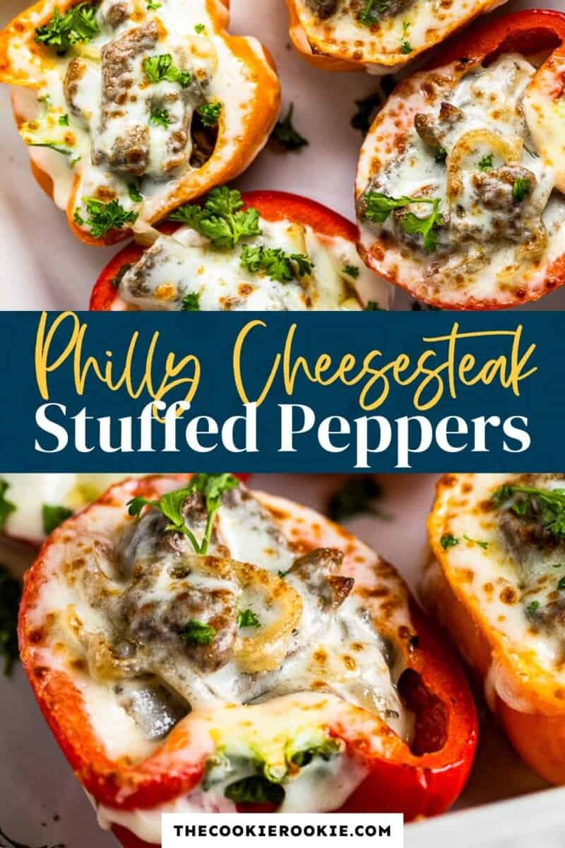philly cheesesteak stuffed peppers pinterest collage