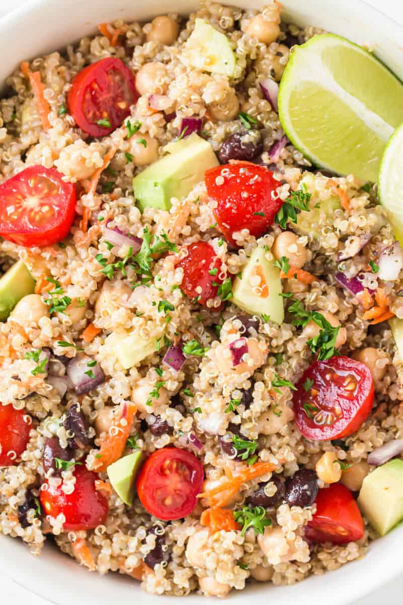 up close overhead image of quinoa salad