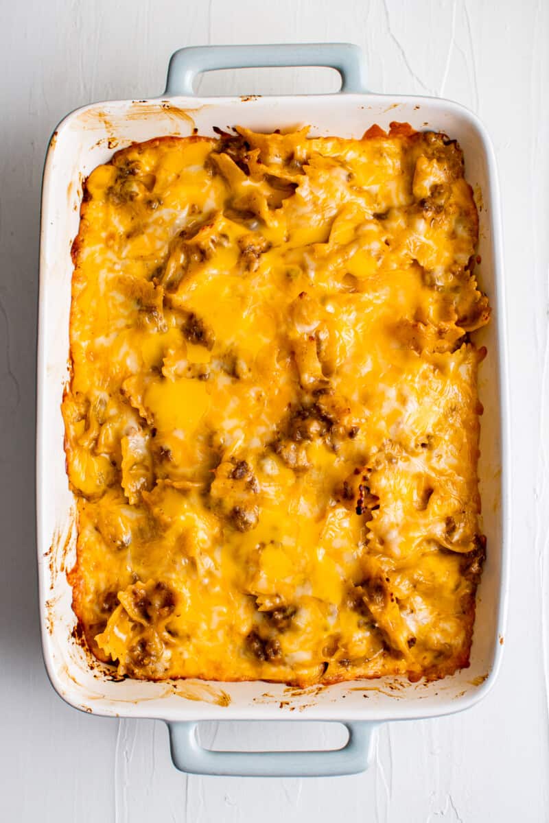 sloppy joe casserole in baking dish