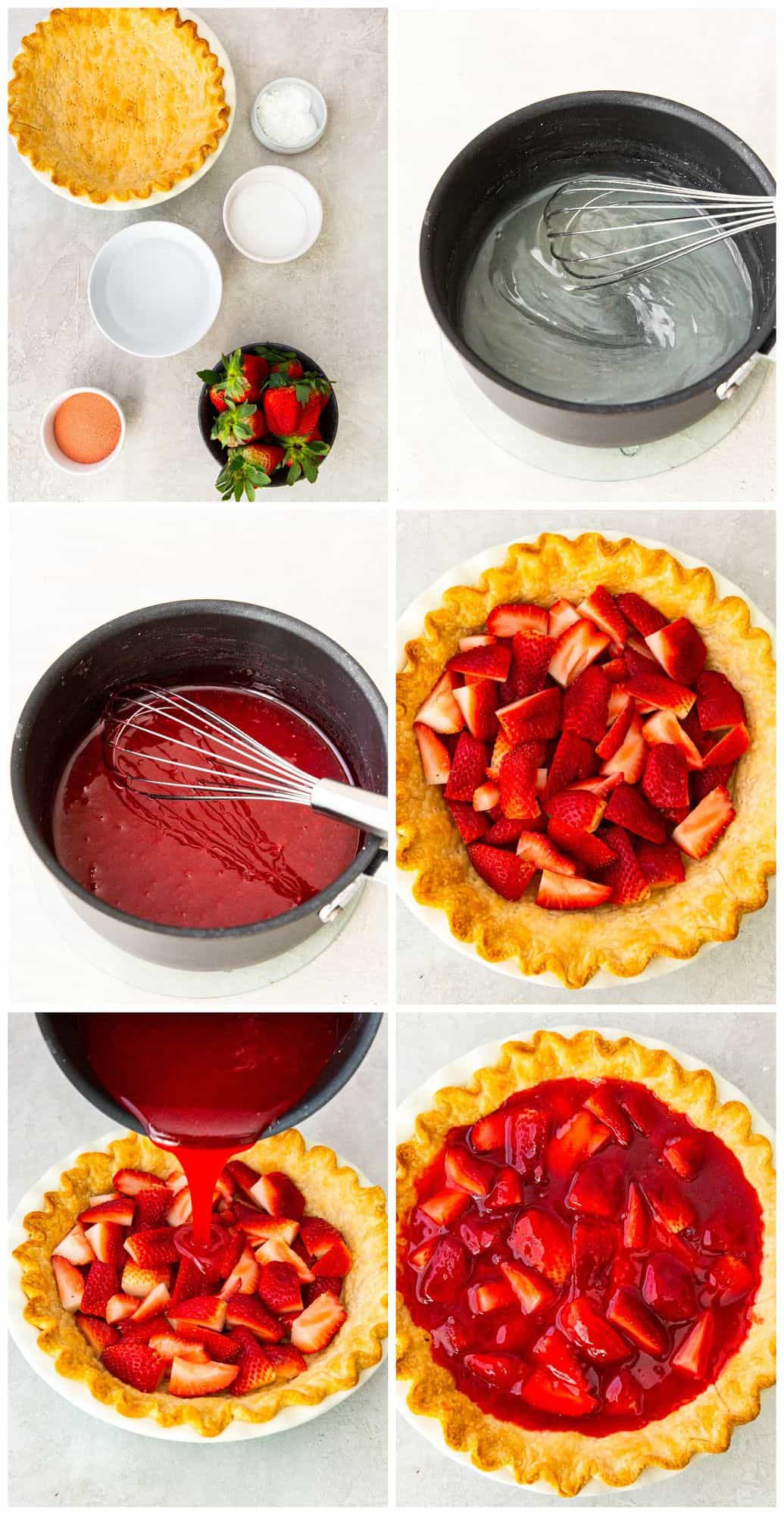 step by step photos for how to make strawberry jello pie