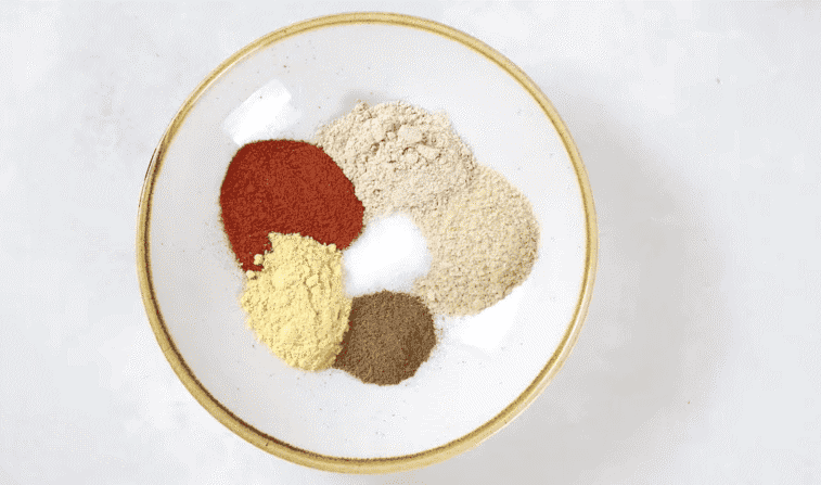 Seasoning for potatoes in a bowl.