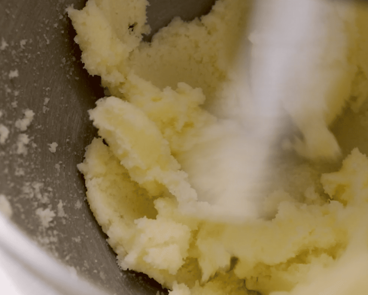 Creaming butter and sugar.