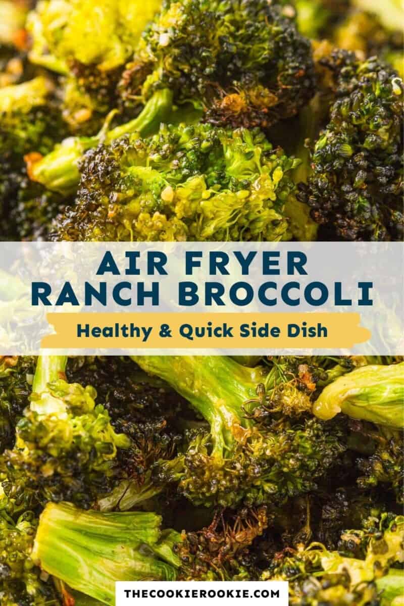 air fryer ranch broccoli healthy and quick side dish.
