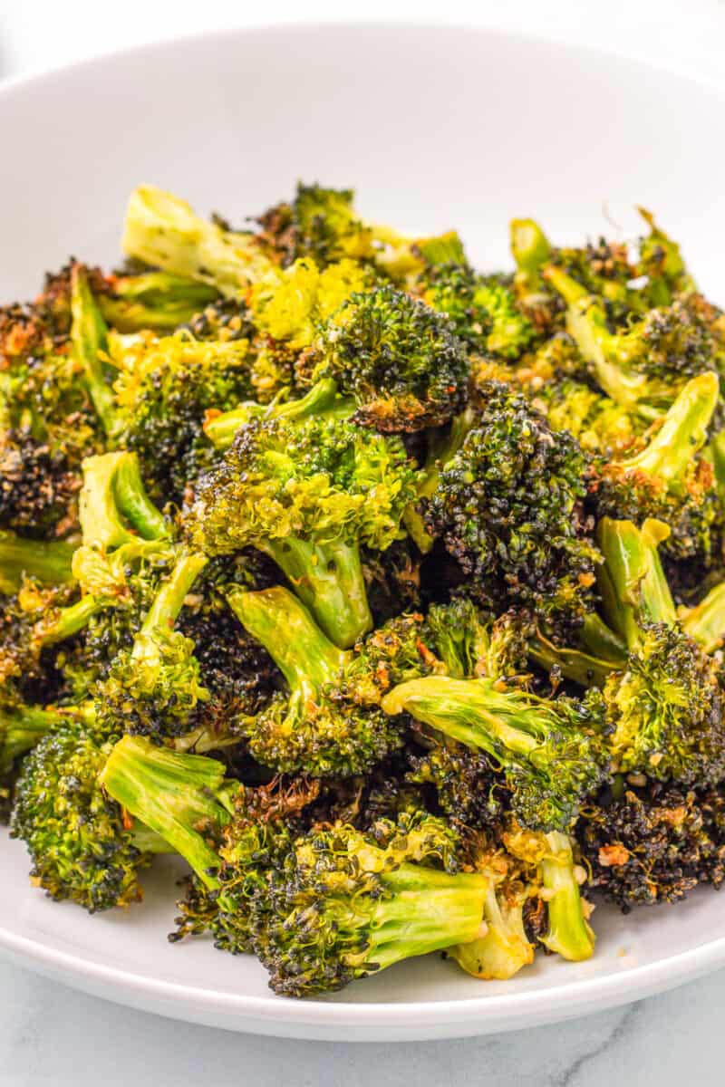 up close air fryer ranch broccoli in bowl