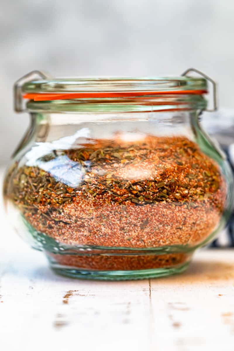 up close jar of homemade creole seasoning