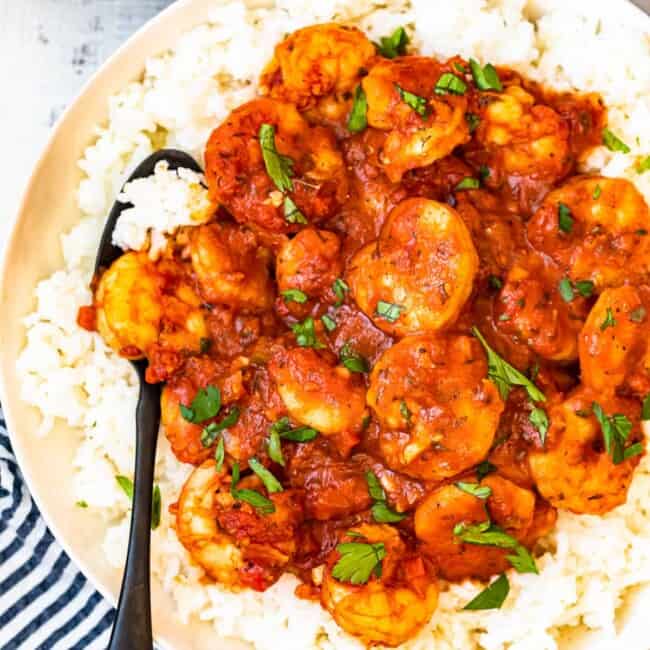 creole shrimp served over rice