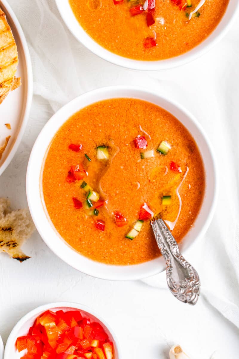 gazpacho in white bowl